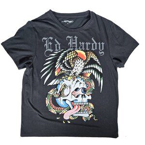 Don Ed Hardy Designs Gray Short Sleeve T-shirt Unisex Size Large Snake Gore NEW